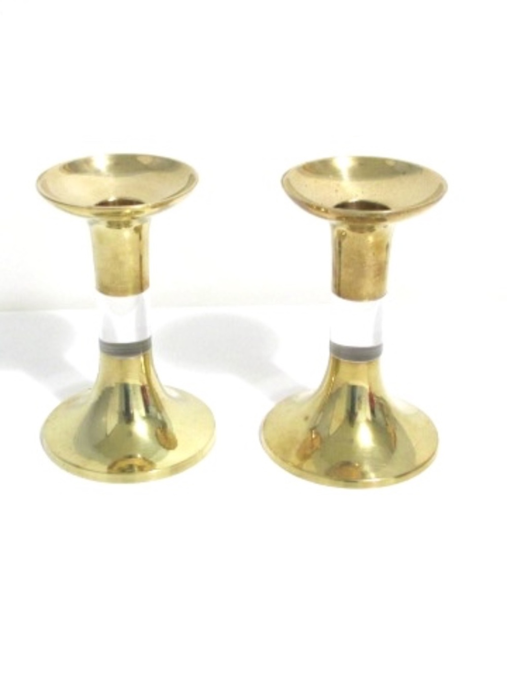 Pair of Vintage Brass&Acrylic Candle Holders